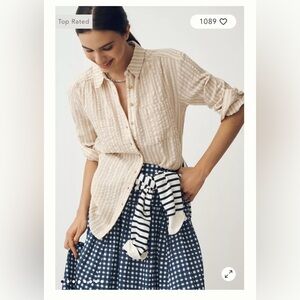 Like new Anthropologie Pilcro Hadley Button Down Striped Neutral Shirt size LP